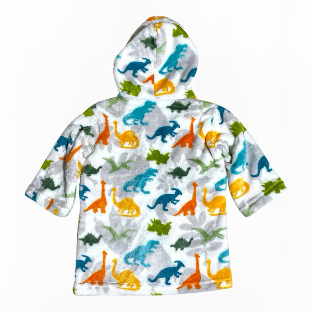 Blankets & Beyond Unisex 12 Mo Dino Dinosaur Robe Plush Hooded Tie Colorful READ - Picture 5 of 15